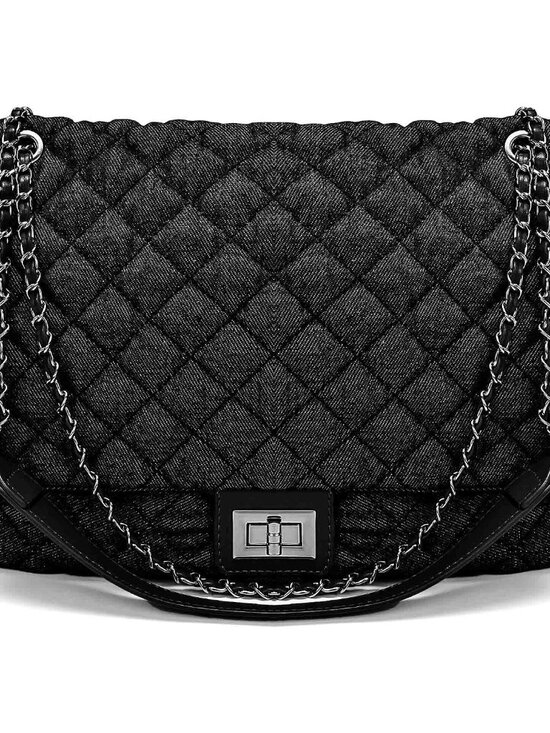 Handbags - Quilted Denim Purse Hobo Shoulder Bag Denim Handbags for Women Chain Vintage Was